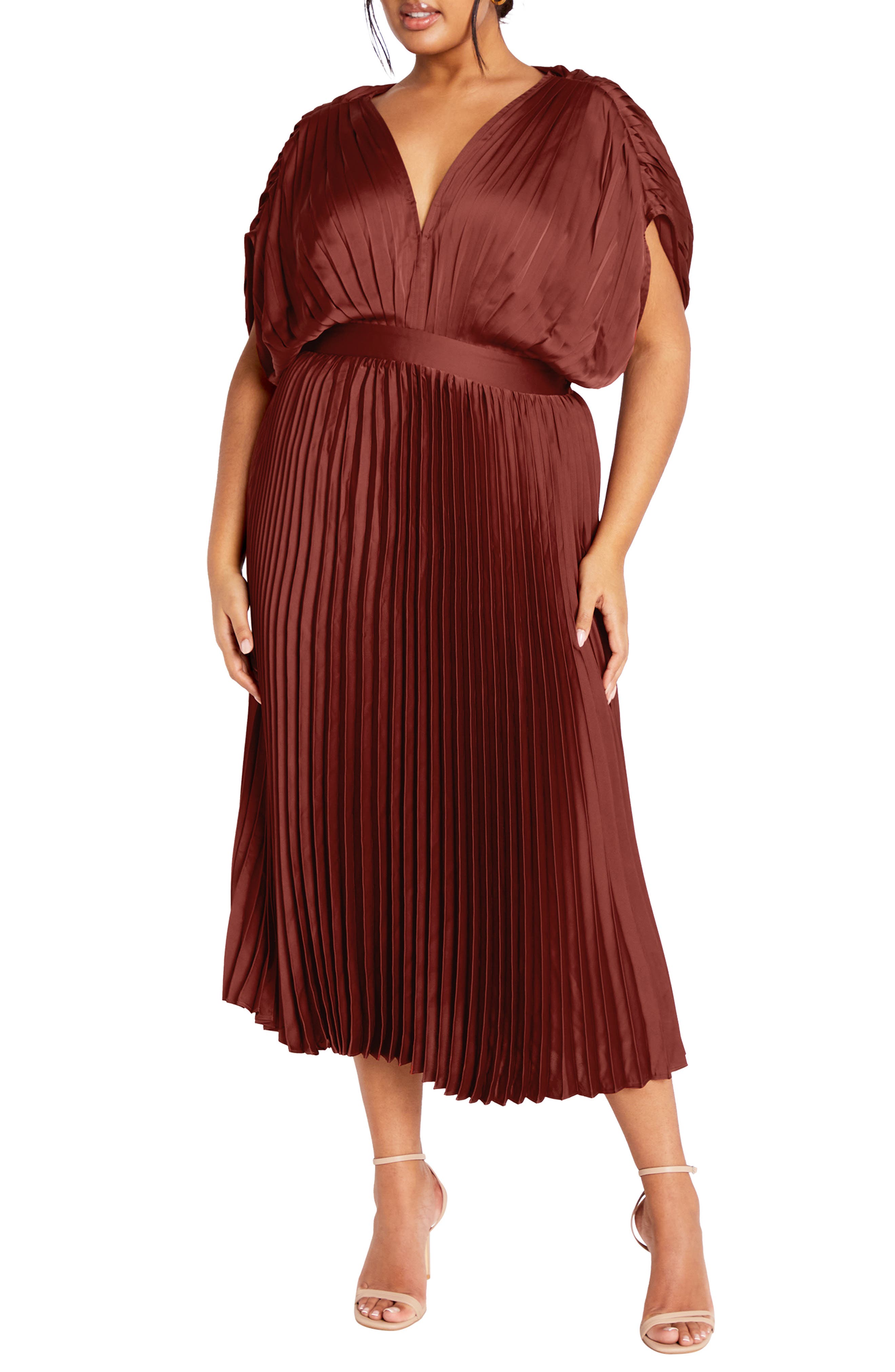 City Chic Henley Pleated Maxi Dress