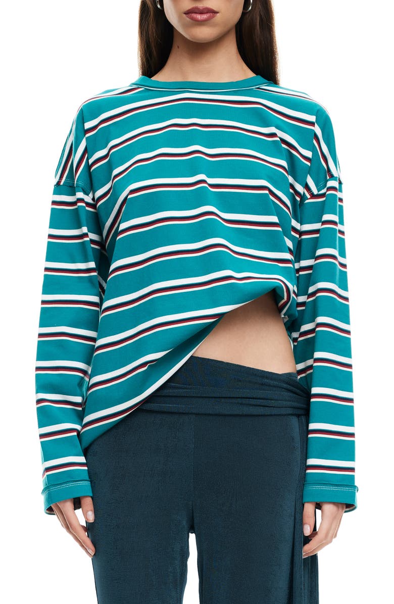 LIONESS Horizon Stripe Top, Main, color, Forest Stripe