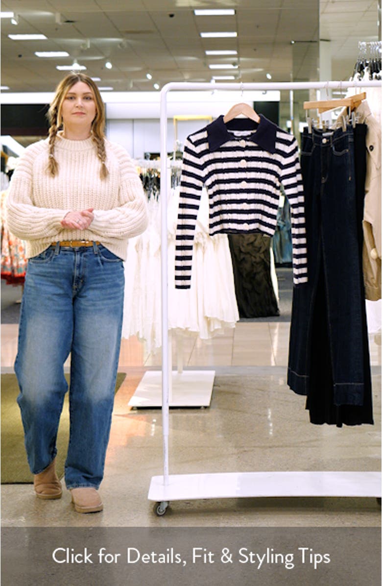 Stripe Cotton Blend Crop Cardigan, sales video thumbnail