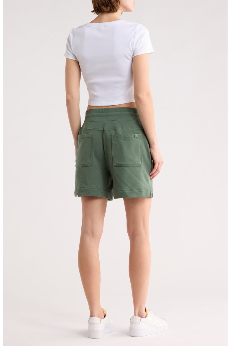 Marina Del Mar Tie Waist Cotton Shorts, Alternate, color, DARK JADE