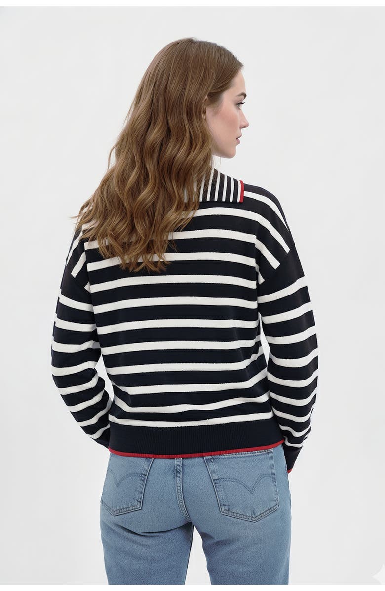 Central Park West Maisie Bright Striped Ls Polo, Alternate, color, Navy Multi