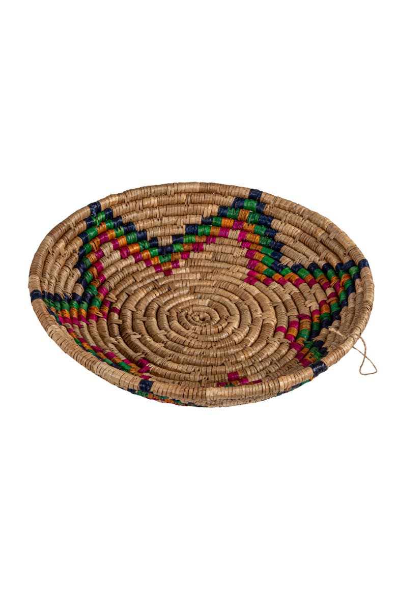 Hand-Woven Seagrass Basket with Star, Natural and Multicolor, Main, color, Natural