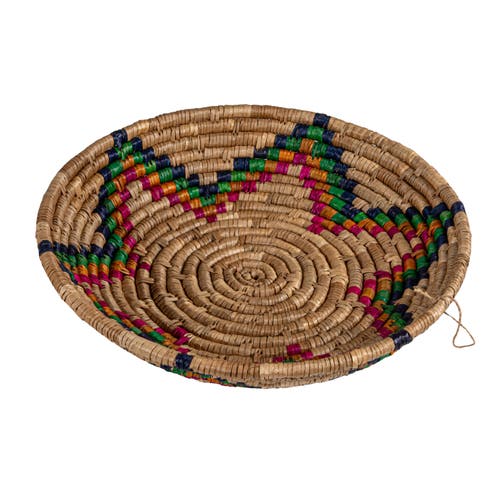 Storied Home Hand-woven Seagrass Basket With Star, Natural And Multicolor In Brown
