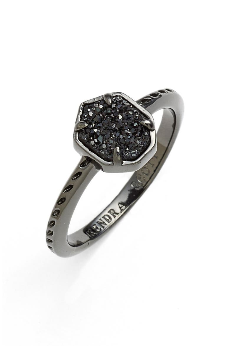 'Calvin' Drusy Ring, Main, color, GUNMETAL BLACK DRUSY