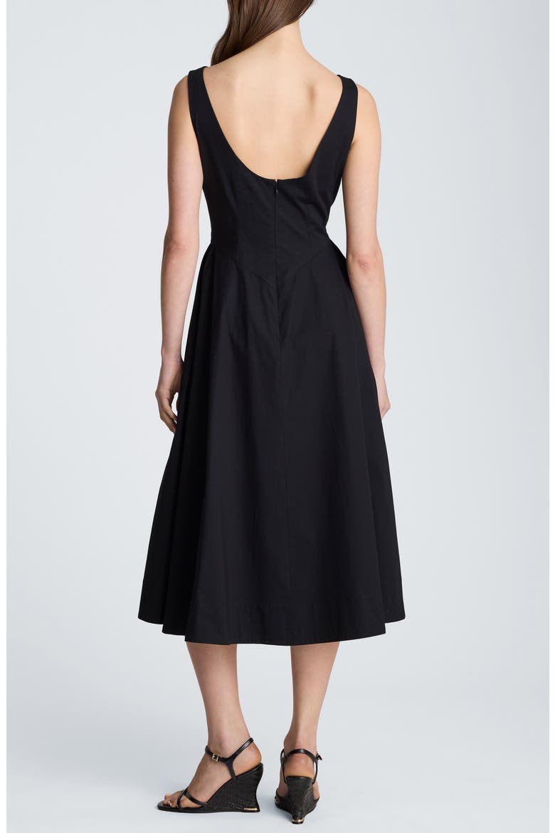 Bateau Neck Sleeveless Midi Dress, Alternate, color, BLACK