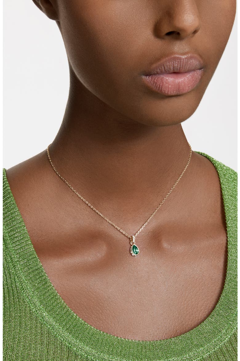 Chroma Pear Cut Pendant Necklace, Alternate, color, GREEN