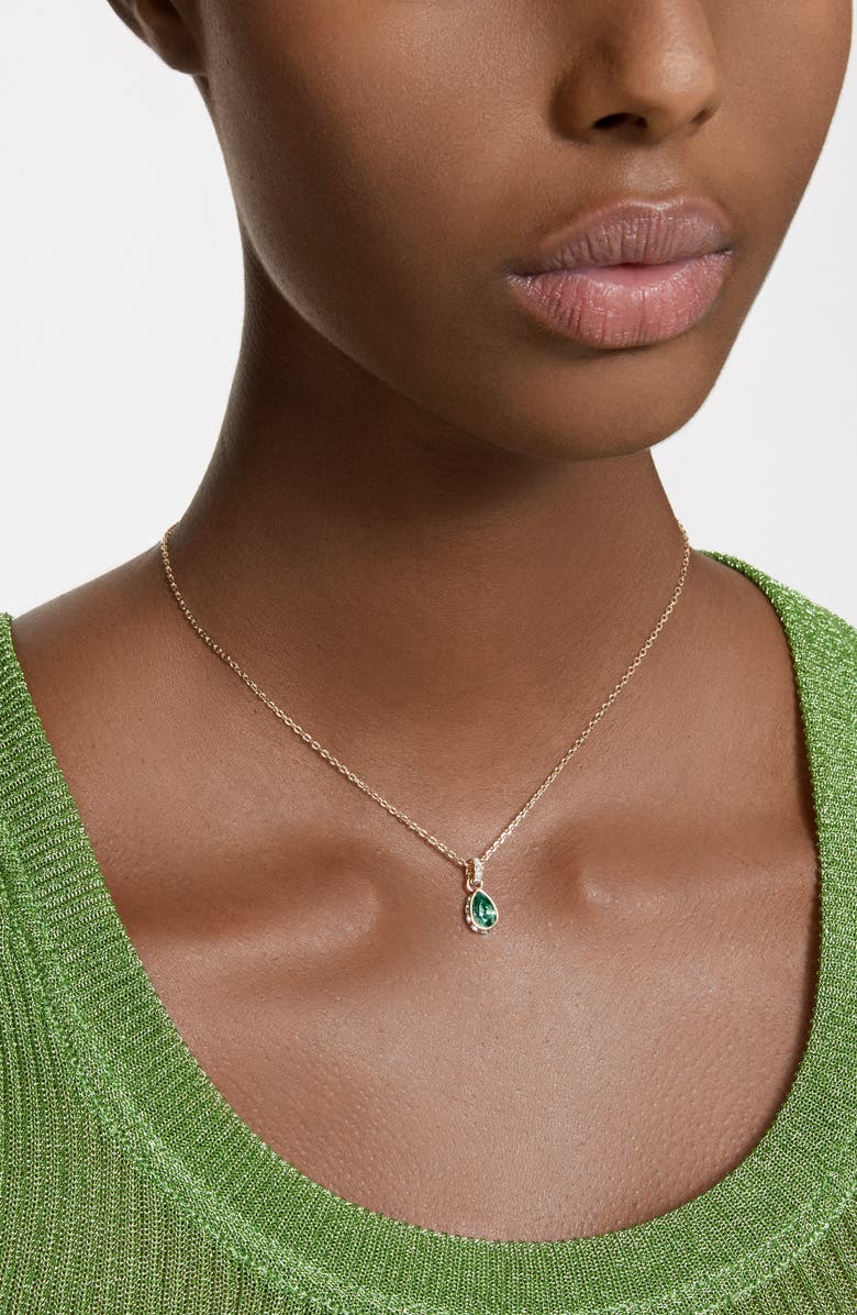 Swarovski Chroma Pear Cut Pendant Necklace, Alternate, color, Green