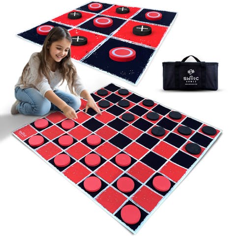 Giant Vintage Checkers & Tic Tac Toe Game