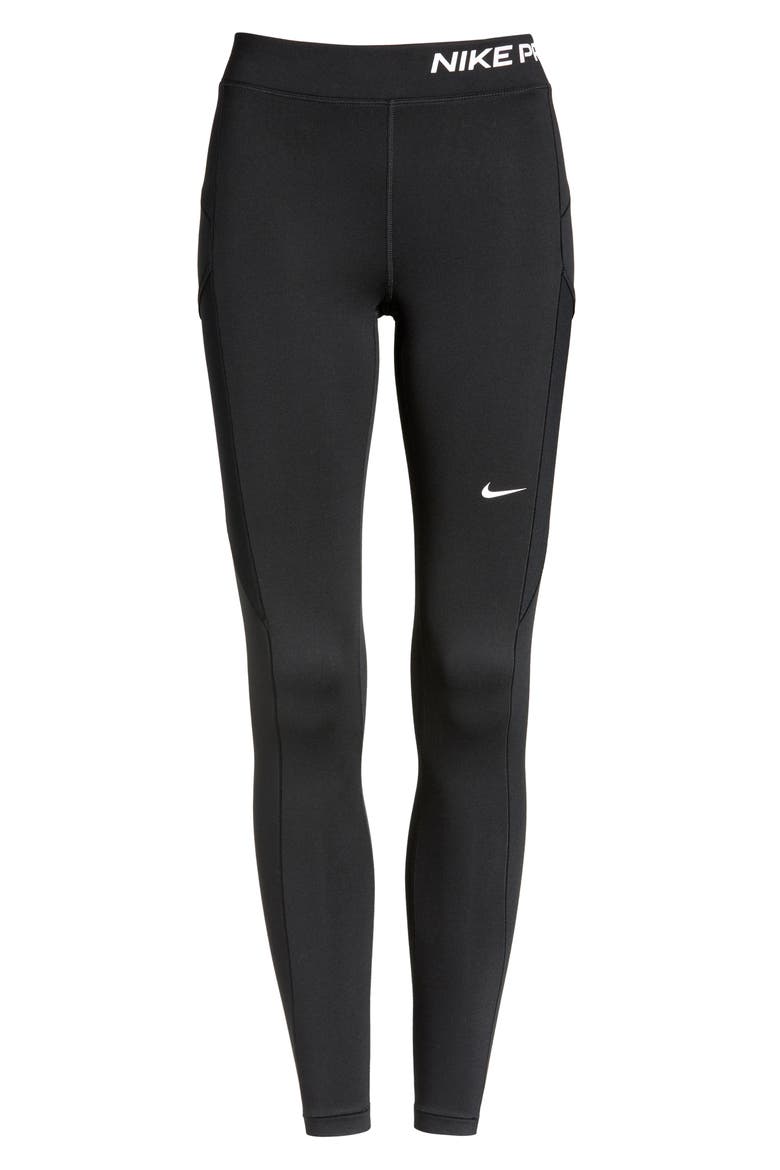 Pro Therma-FIT Mid Rise Pocket Leggings, Alternate, color, BLACK/ WHITE