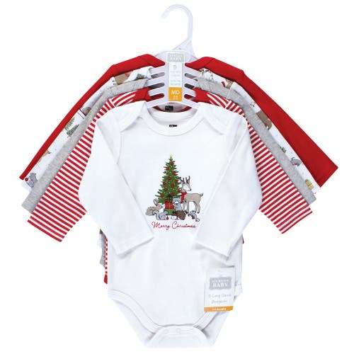 Hudson Baby Cotton Long-sleeve Bodysuits 5-pack In Red