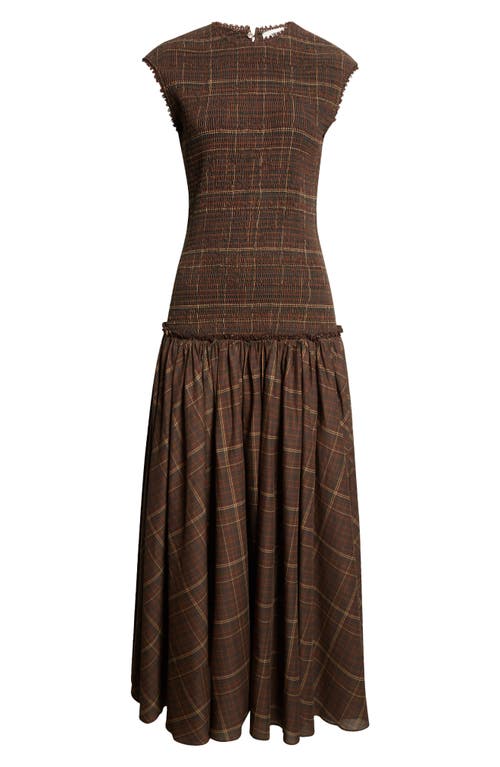 Siedres Renes Smocked Cotton Maxi Dress In Brown