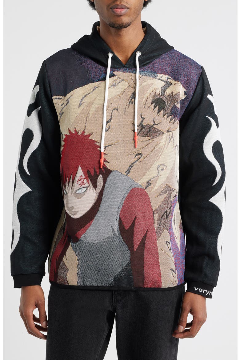 Gaara & Shukaku Graphic Hoodie, Main, color, BLACK