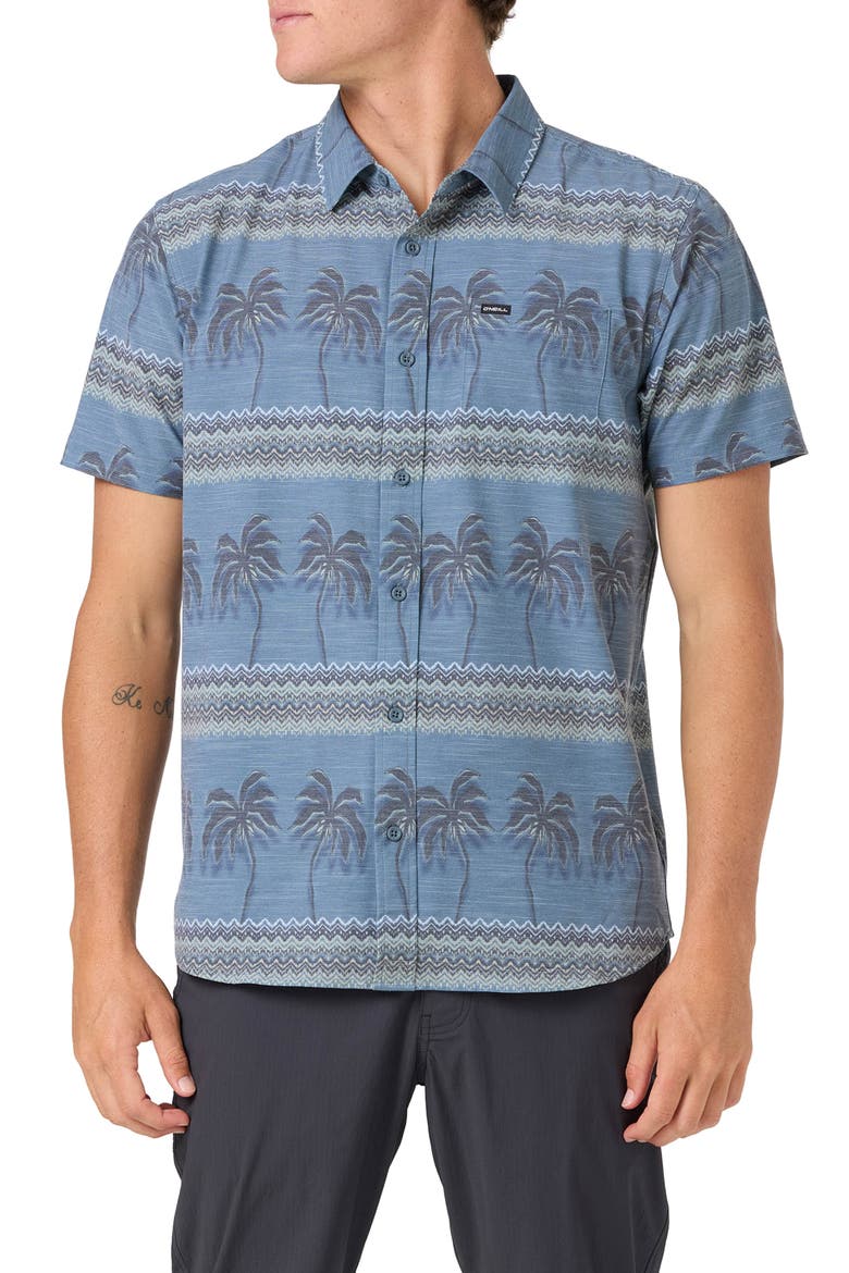 UPF Slub Standard Short Sleeve Performance Button-Up Shirt, Main, color, MIDNIGHT NAVY