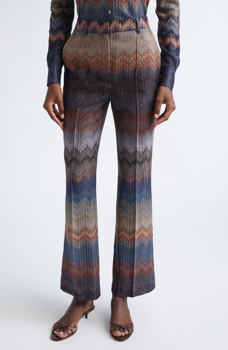 Missoni Stripe Metallic Pleated Trousers, Main, color, Blue Tones On Dark Base