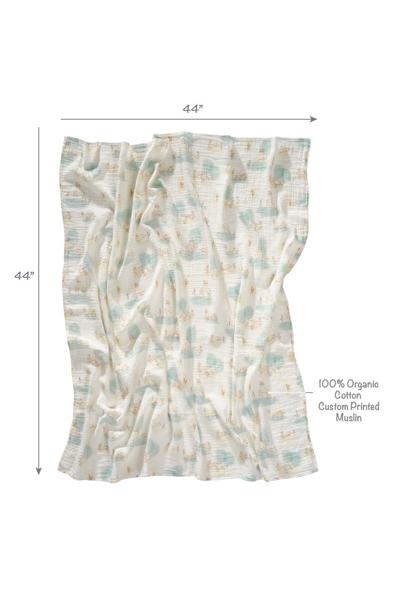 Signature 2-Pk Organic Muslin Celestial/Meadow Swaddle Blankets, Alternate, color, White