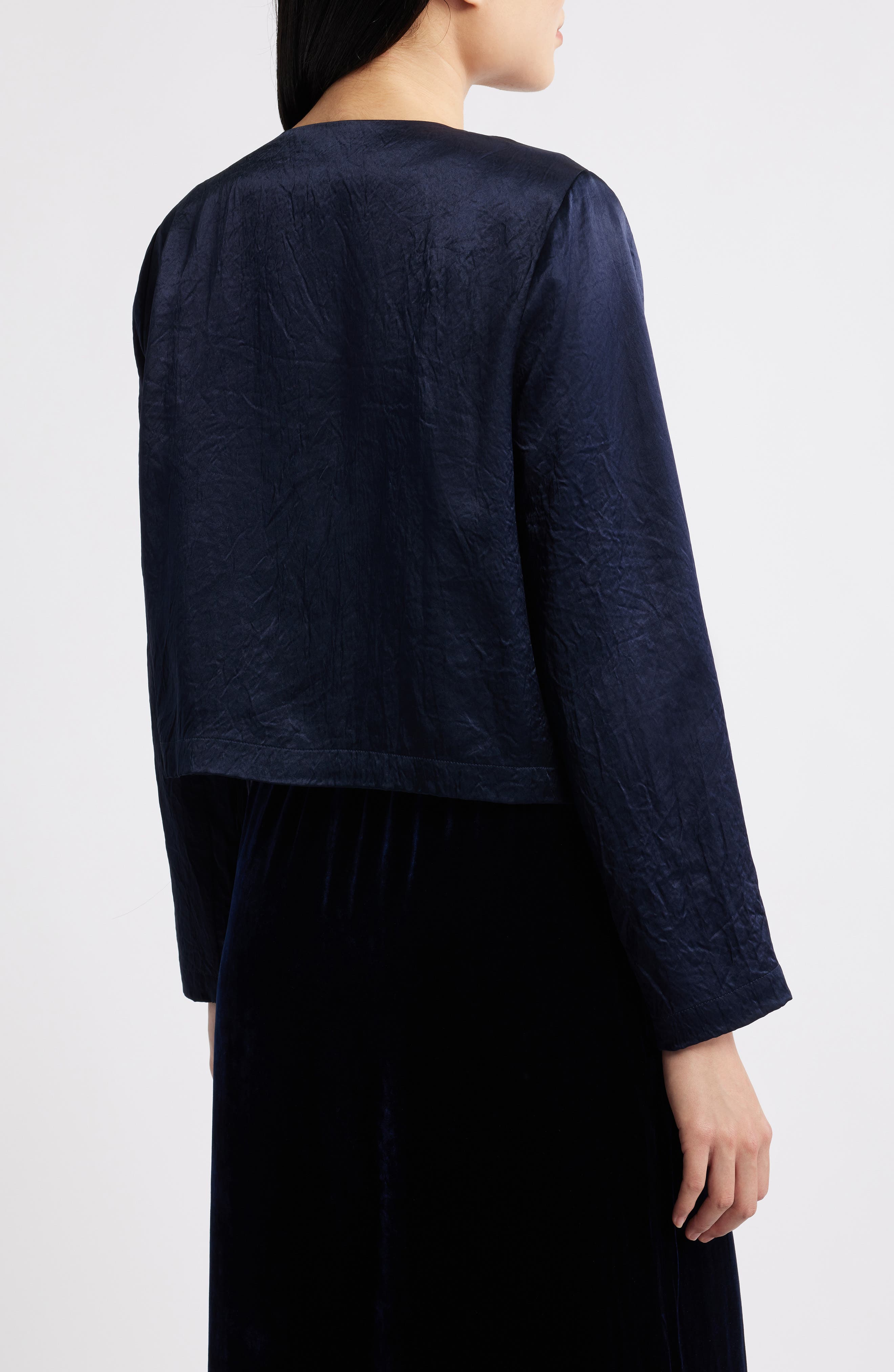 Crinkled Satin Crop Jacket - image 2