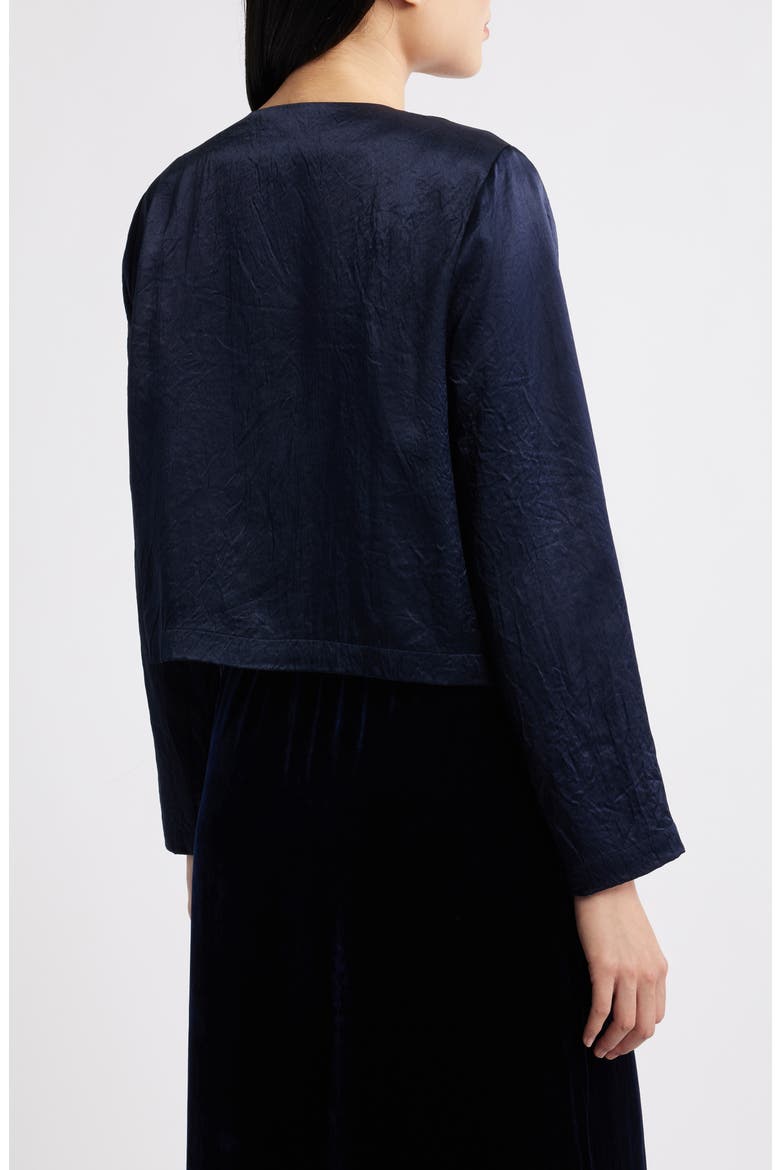 Crinkled Satin Crop Jacket, Alternate, color, INK