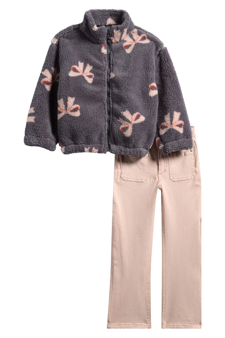 Kids' 2-Piece High-Pile Fleece Jacket & Pants Set, Main, color, GREY