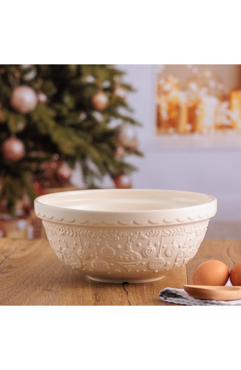 MASON CASH Deck The Halls Size 18 Cream Mixing Bowl, 2.85 Quart, Alternate, color, Cream