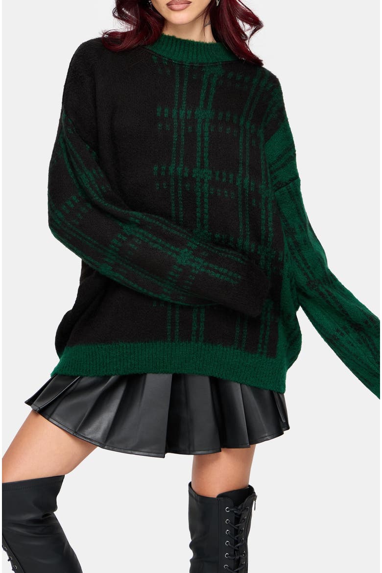 Checkmate Check Fluffy Knit Jumper, Alternate, color, Green