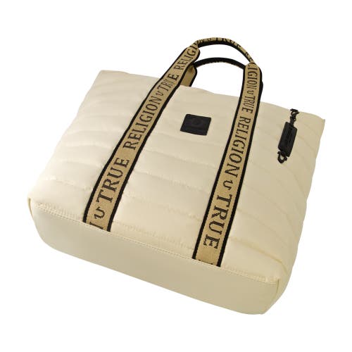 True Religion Nylon Solid Quilted Tote In White