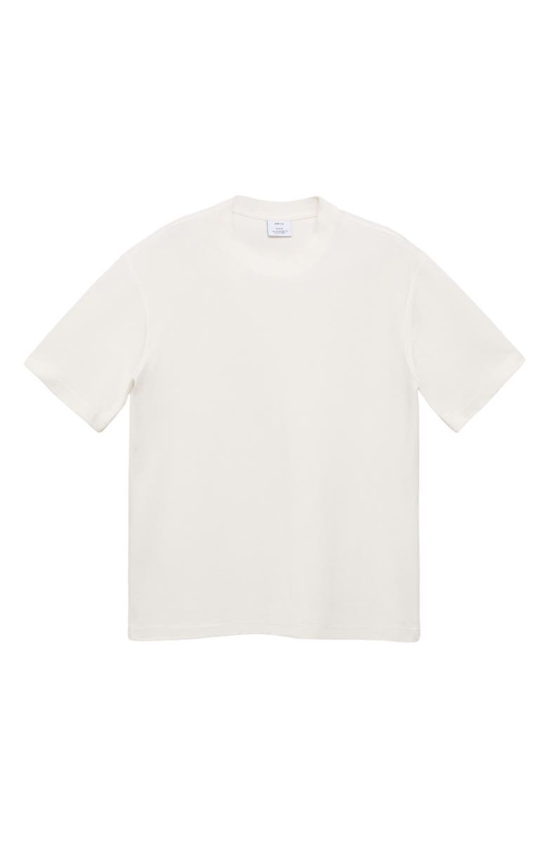 MANGO Textured Cotton Blend T-Shirt, Alternate, color, White