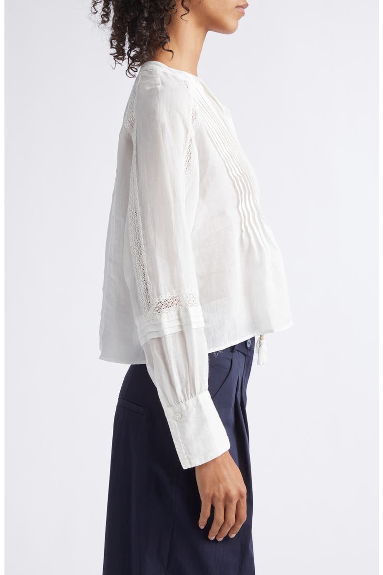 Sawyer Long Sleeve Lace Trim Top, Alternate, color, WHITE