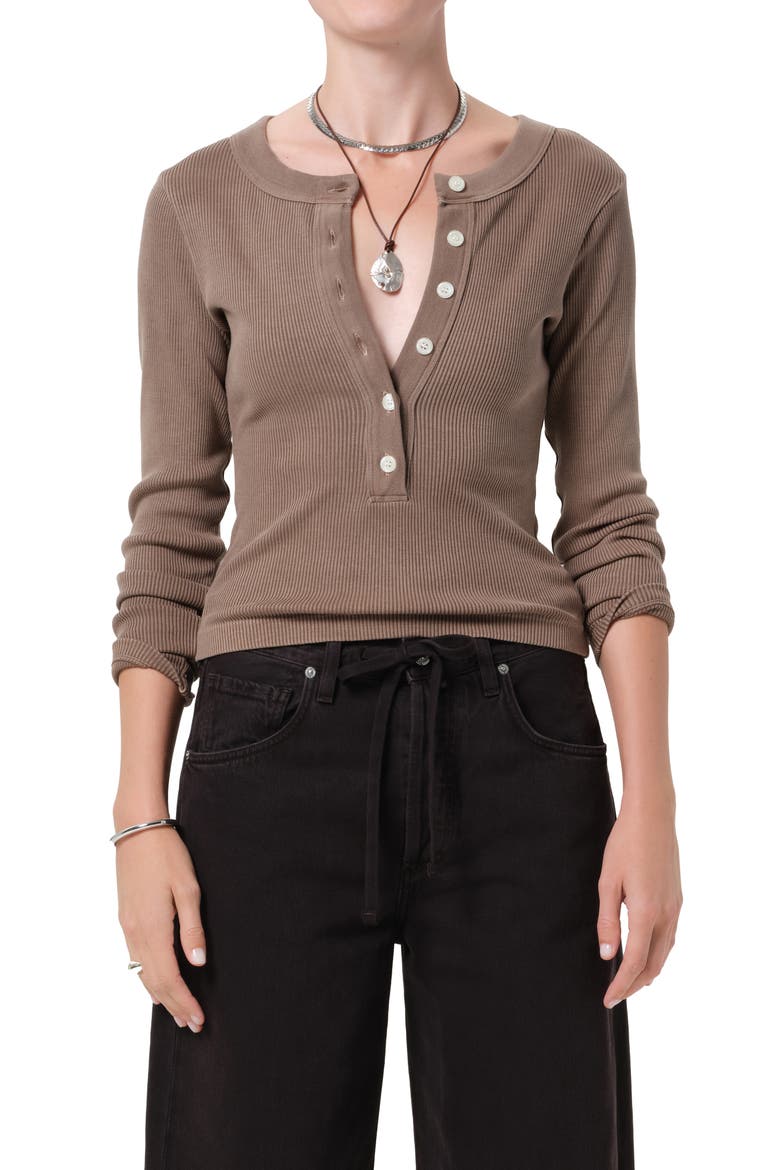 Varra Rib Henley, Main, color, COCOA MD GREY BROWN