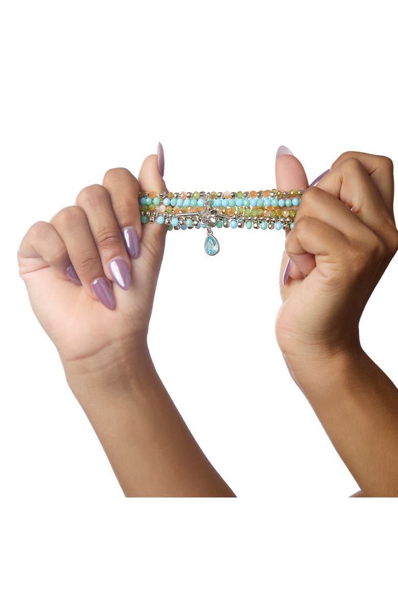Stackable Beaded Bracelets for Women 5-Piece Set with Charms, Alternate, color, Gold-Tone
