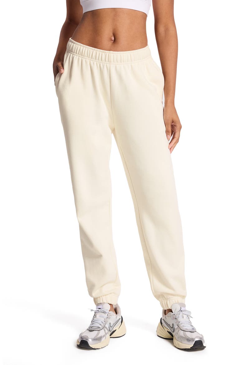 Embroidered Logo Terry Joggers, Main, color, GARDENIA