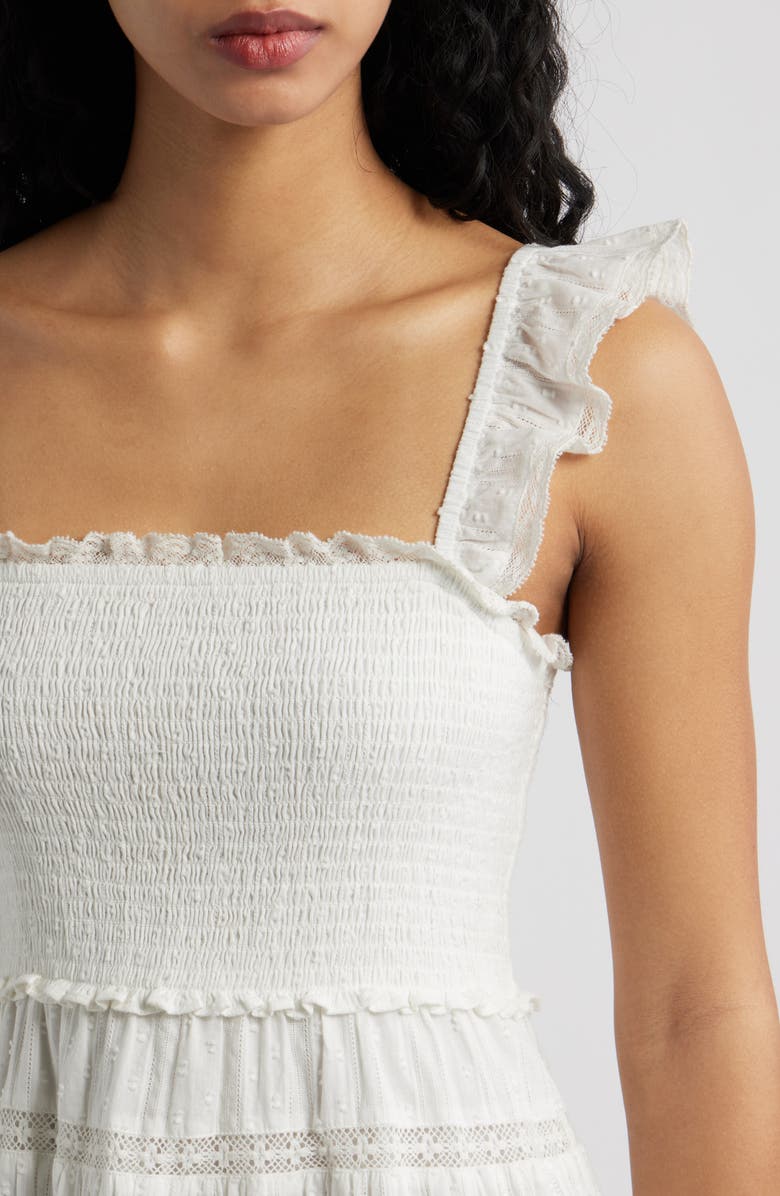 LoveShackFancy Colbera Lace Ruffle Minidress, Alternate, color, 