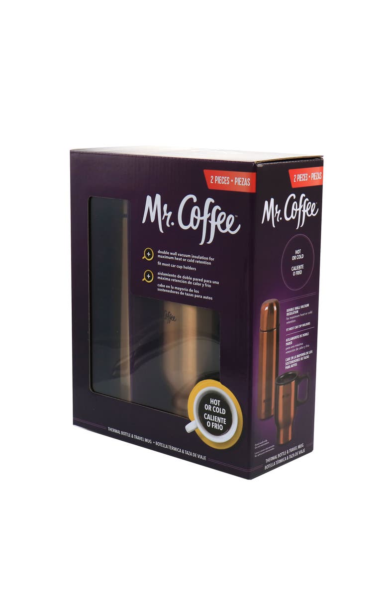 Mr. Coffee 2 Piece Thermal Bottle and Travel Mug, Alternate, color, Metallic Rust/Copper