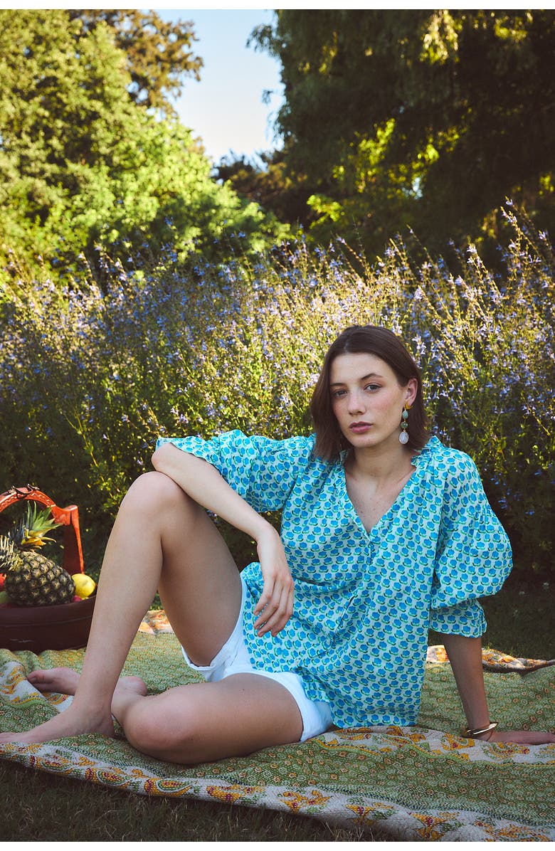 Ro's Garden Rachel Shirt, Alternate, color, Blue Asahi