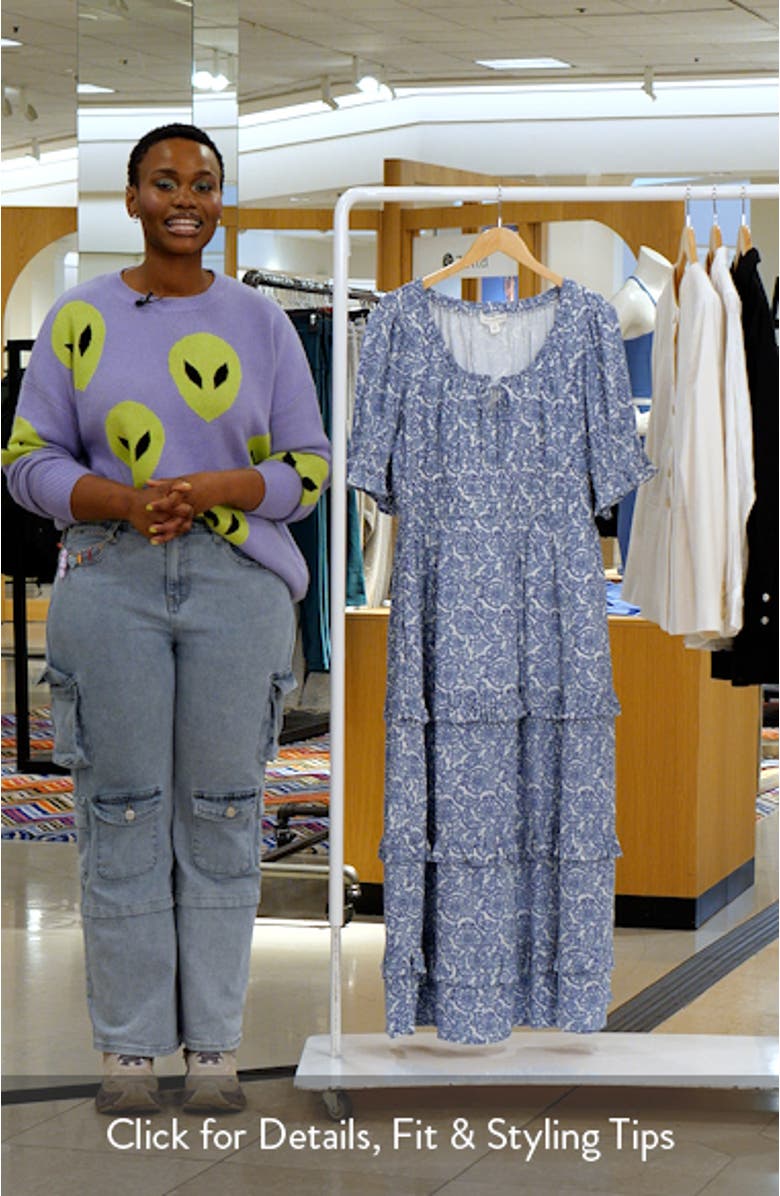 Print Smocked Waist Maxi Dress, sales video thumbnail