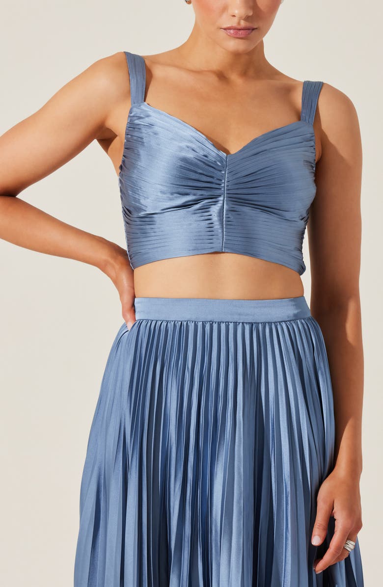 ASTR the Label Pleated Satin Crop Top, Alternate, color, Slate Blue