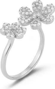 SPHERA MILANO Sterling Silver & CZ Flower Wrap Ring