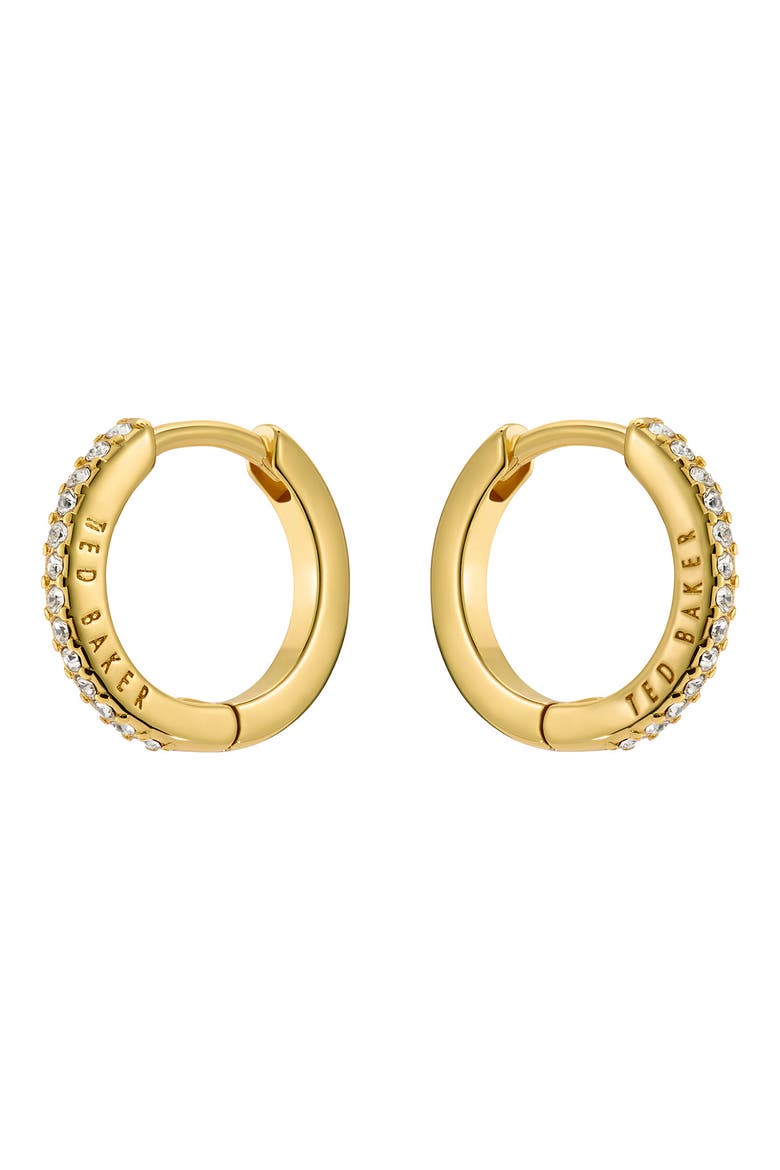 Heplie Pavé Hoop Earrings, Alternate, color, GOLD TONE/ CLEAR CRYSTAL