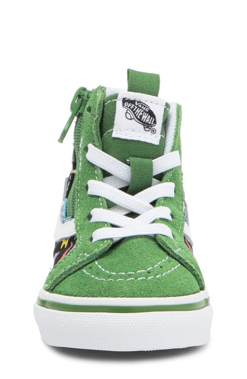 Vans Kids' Sk8-hi Reissue Side Zip Sneaker In Glow Sharks Green/multi
