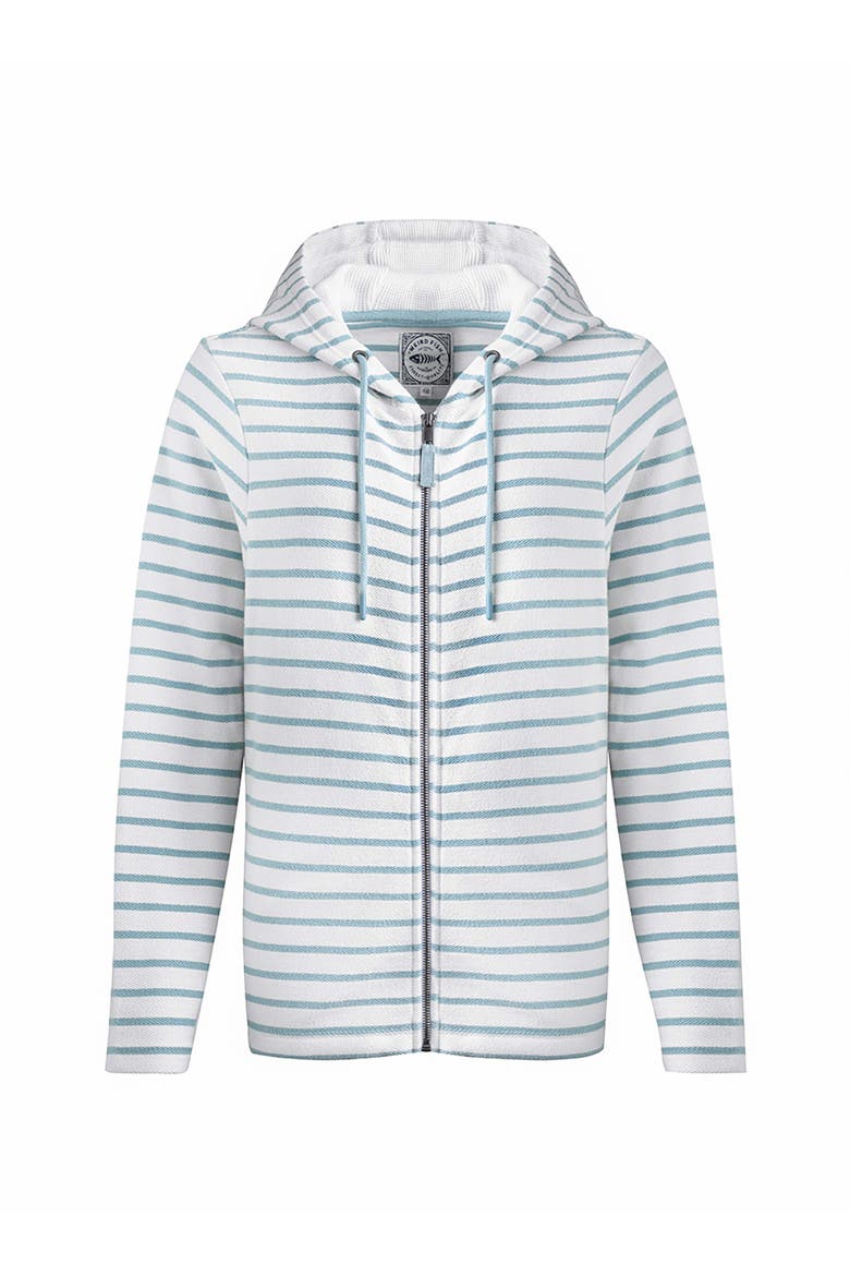 Striped Full Zip Hoodie, Alternate, color, Mineral Blue