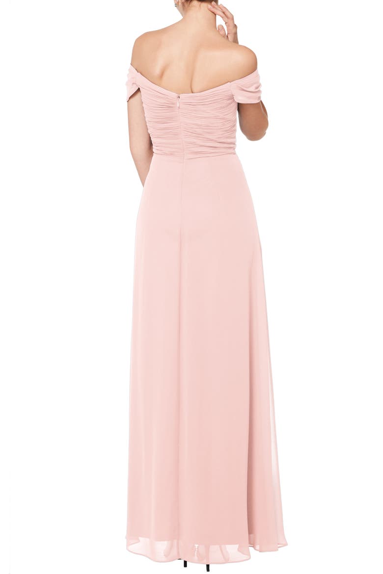 Off the Shoulder Chiffon A-Line Gown, Alternate, color, PETAL PINK