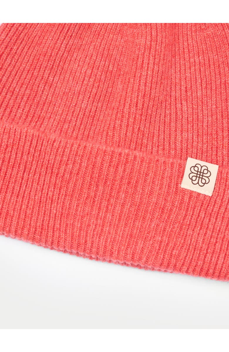 Gobi Cashmere Cashmere Rib Knit Beanie, Alternate, color, Coral
