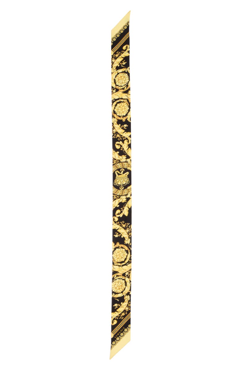 Versace Barocco Print Silk Skinny Scarf, Alternate, color, 