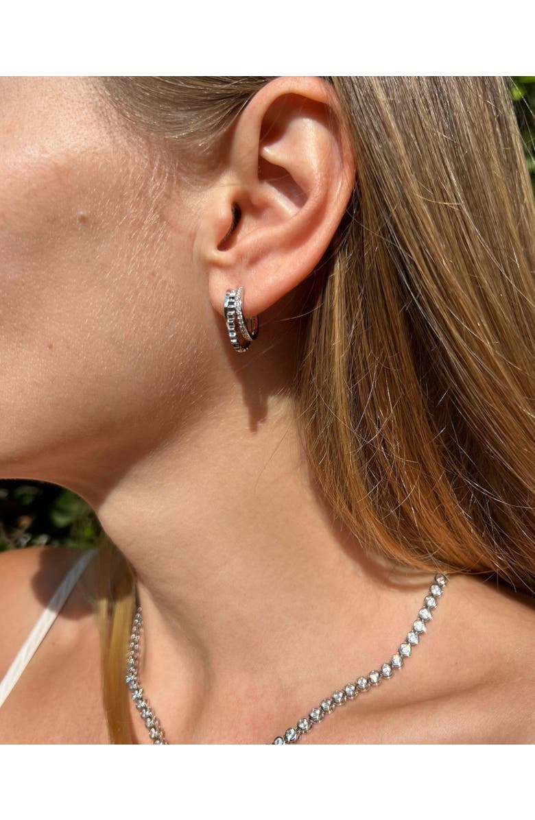 NATIVE GEM Triple Threat Huggie Hoop Earrings, Alternate, color, Silver