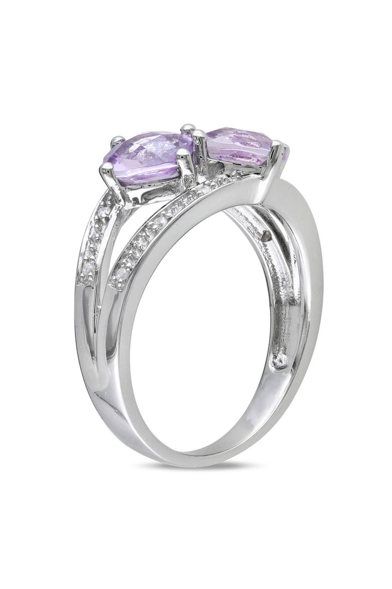 Rose de France & Diamond 2-Stone Ring, Alternate, color, Rose de France