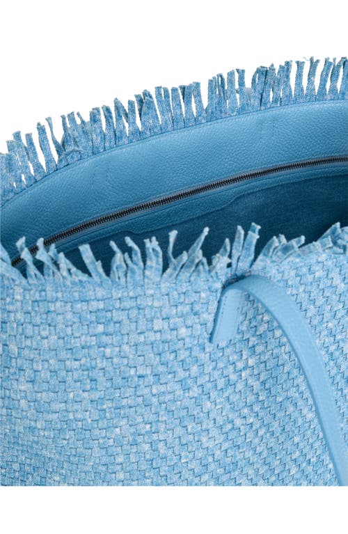 Akris Medium Ai Fringed Woven Denim Convertible Tote