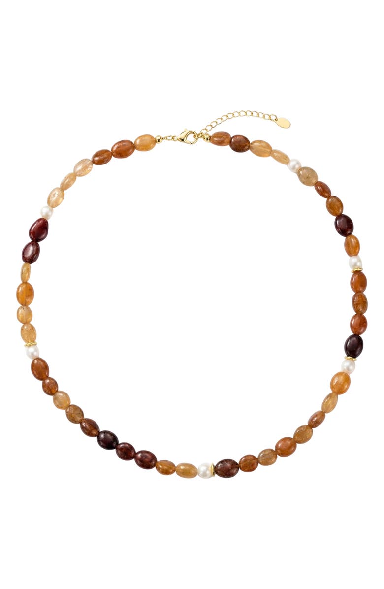 Argento Vivo Sterling Silver Beaded Necklace, Main, color, Gold