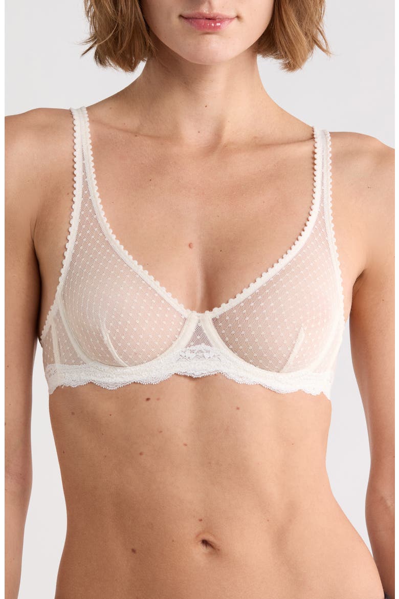 Mid Week Dotted Mesh Underwire Bra, Main, color, WHITE