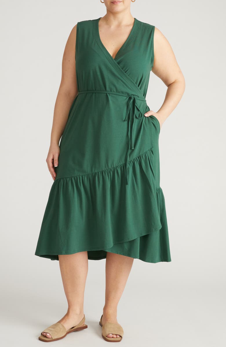 Universal Standard Twirl Tiered Wrap Dress, Main, color, Conifer