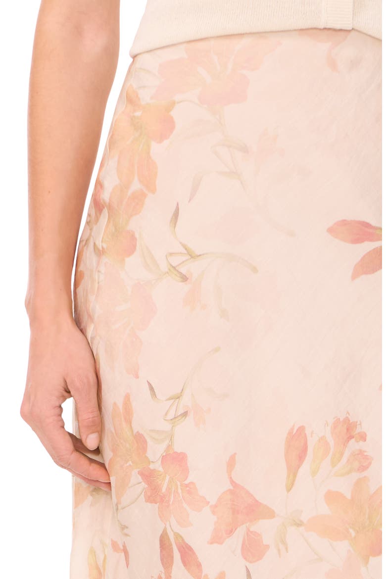 Floral A-Line Midi Skirt, Alternate, color, SILVER PINK