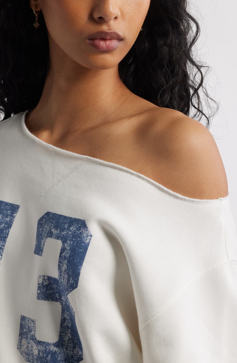 BP. Off the Shoulder Crop Graphic Sweatshirt, Alternate, color,